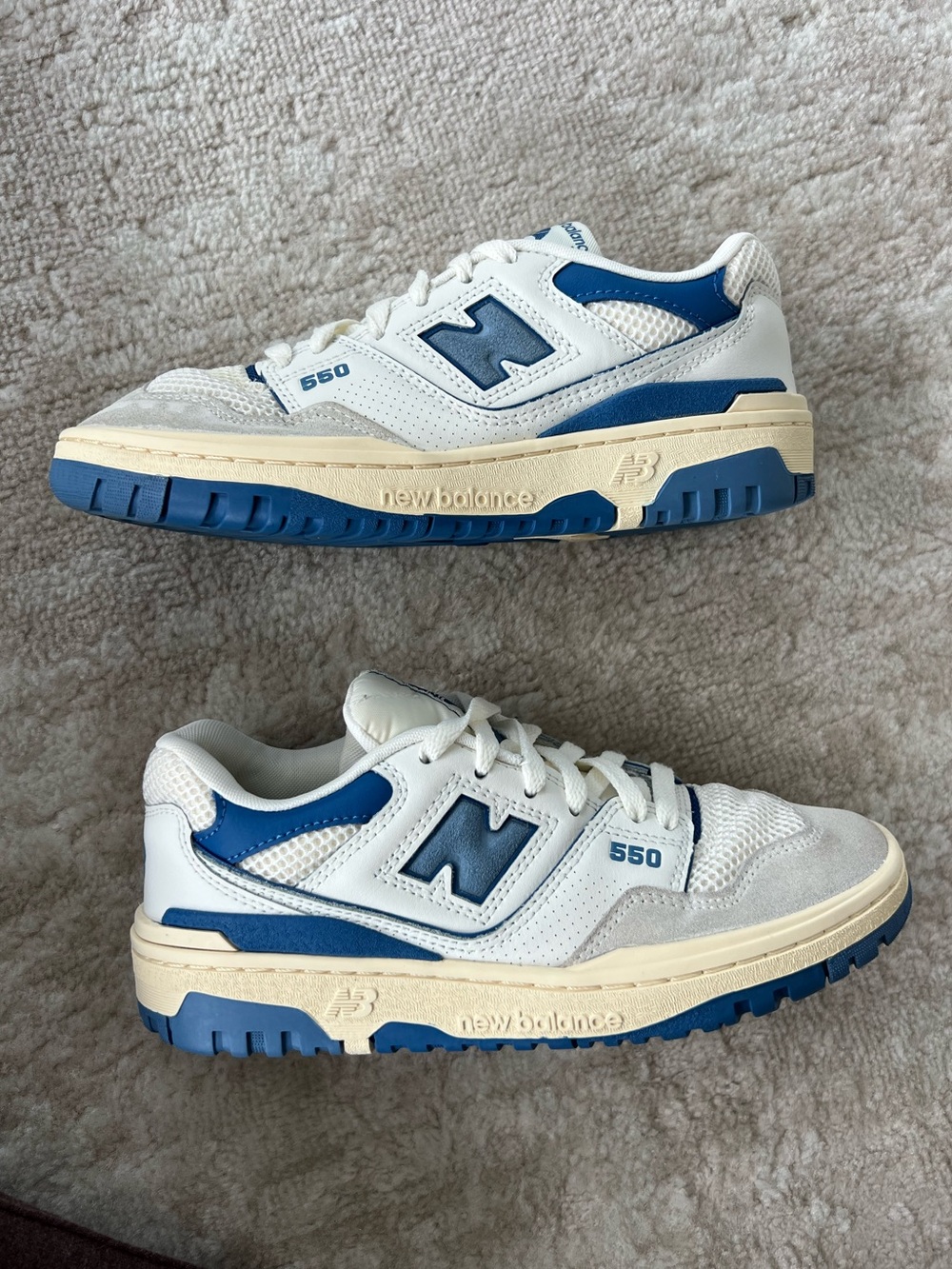 New Balance 550 White and Blue Low-Top Sneakers
